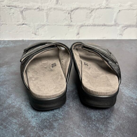 SAS Women's Cozy Slide Sandal Black Leather Comfort Shoe Adjustable Strap Size 7 - Picture 4 of 11